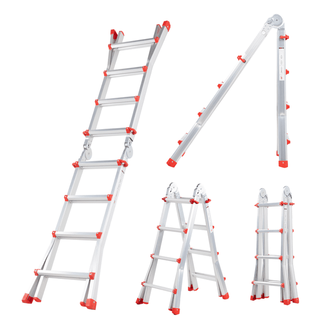 Escalera Plegable Telescópica De Aluminio 4M Con 8 Peldaños Multipropósito Hasta 150kg Kingsman