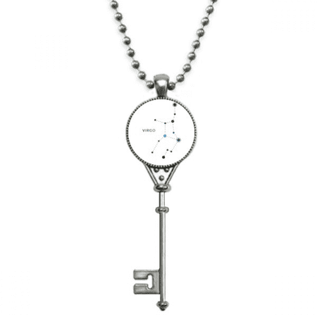 virgo constellation sign zodiac pendant vintage necklsilver key jewelry