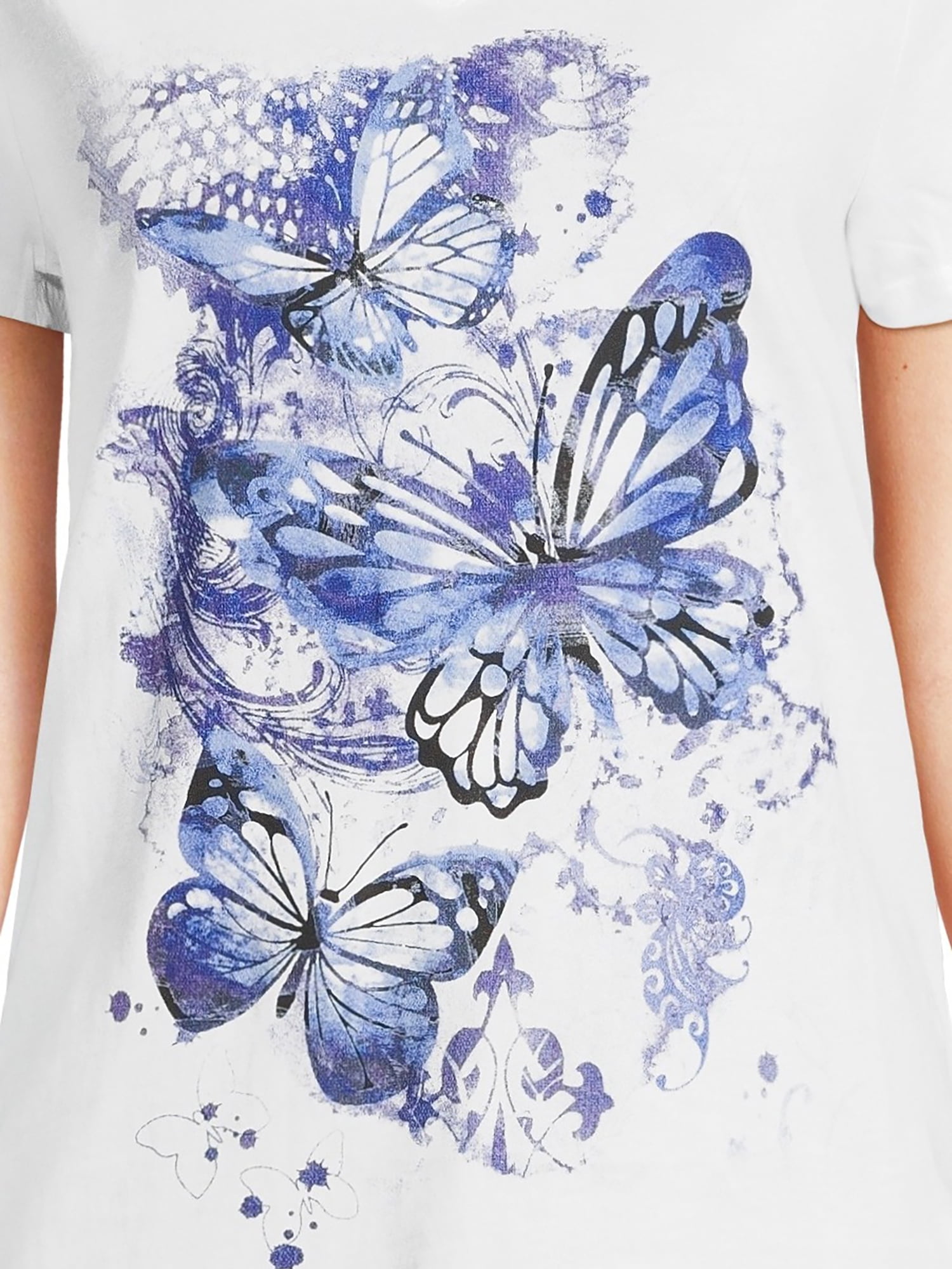 RealSize Women's V-Neck Graphic Tee with Short Sleeves, Sizes XS-3XL