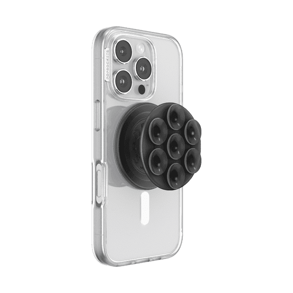 PopSockets Phone Grip for MagSafe, Magnetic Holder, Phone Stand, Suck-Up - Translucent Black