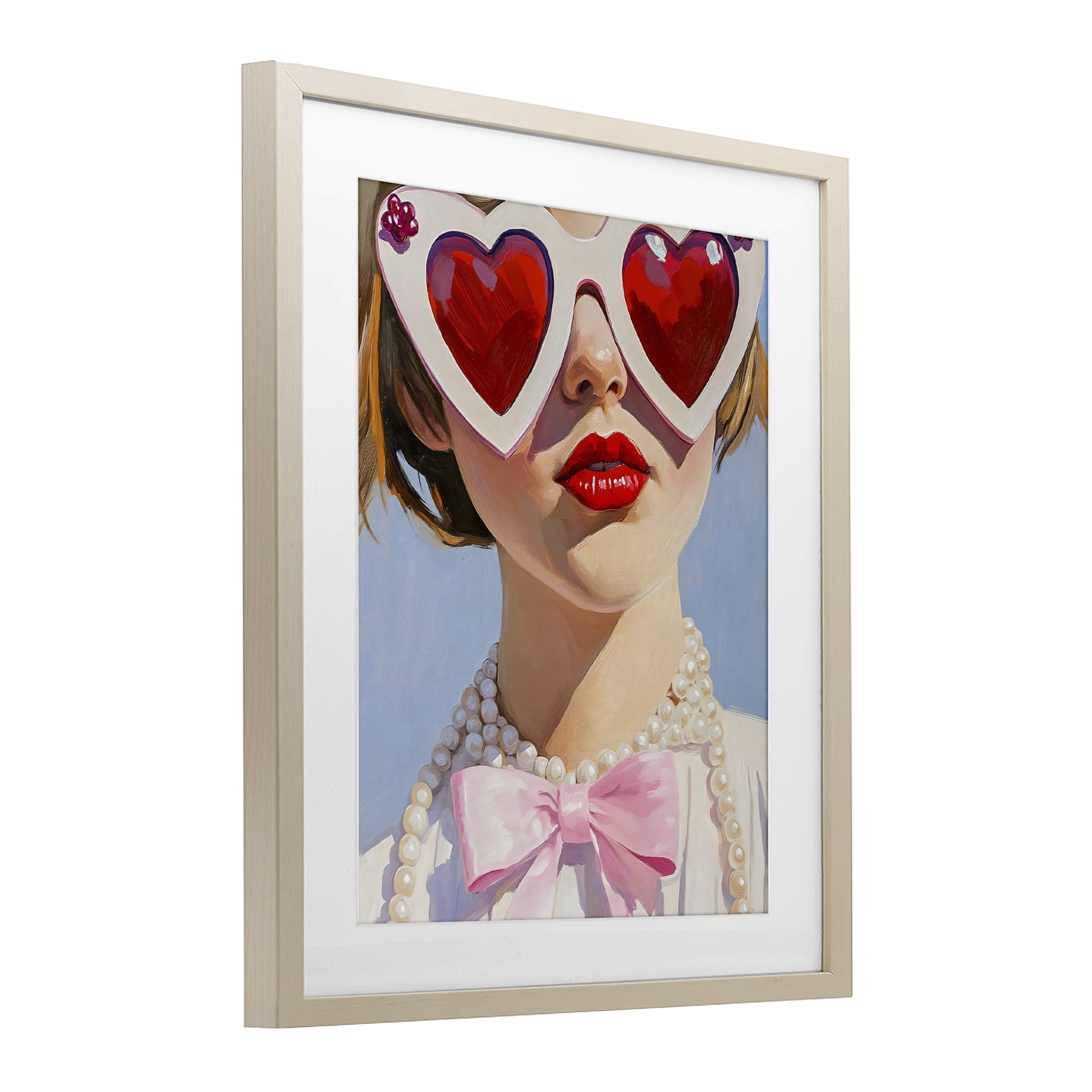 Stupell Industries Romantic Red Heart Glasses Birch Framed Print Under Glass, design by The Prints Vibe