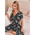 thumbnail image 4 of Ekouaer Women's Pajama Sets Short Sleeve Sleepwear Button Up 2 Piece Pj Loungewear Top and Capri Pants, 4 of 6