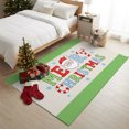 thumbnail image 5 of Merry Christmas Washable Area Rug 3 x 5 ft Boho Cute Santa Face Stars Beige Green Soft Non‑Slip Rugs Stain Repellent Indoor Mats for Entry Foyer, Apartment Living Corner Dining Nook, 5 of 9