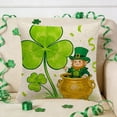 thumbnail image 4 of VBBHG St Patricks Day Shamrock Dwarf Gnome Pillow Cover, 17.71x17.71 Inch Clover Gold Coins Tiny Ladybug Cushion Case Decoration for Sofa Couch, 4 of 6