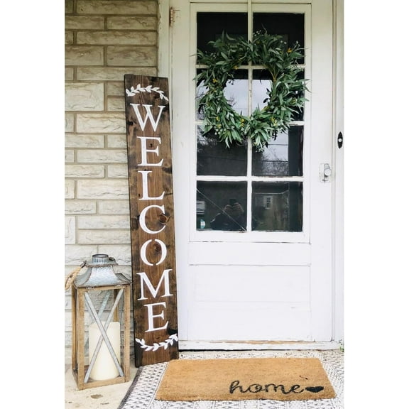 Cskhip Wood Signs WELCOME SIGN, wreath sign, welcome sign for front door, rustic welcome sign, outdoor welcome sign, welcome sign, wood welcome sign Wooden Signs With Sayings 6x16 inch