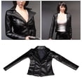 thumbnail image 2 of de chaqueta de cuero PU hecho a mano 1: 6 para accesorio de ropa de Negro Sunnimix Abrigo de chaqueta de figura, 2 of 8