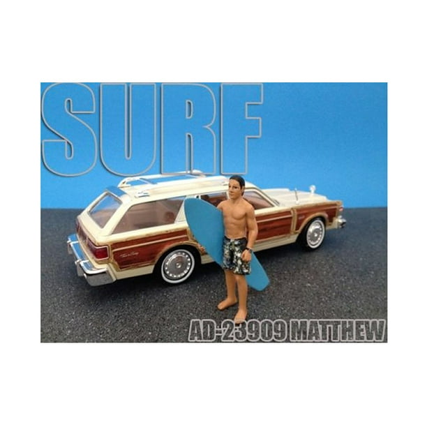 American Diorama Figurine de Surfeur American Diorama pour Voitures Miniatures 1:24