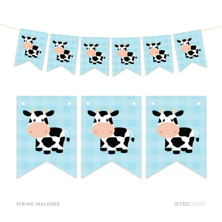 Cow Pennant Party Banner Old McDonald Farm Animals
