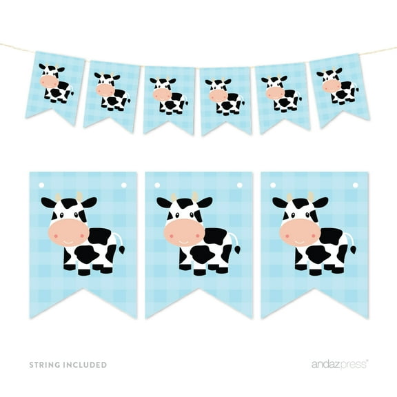 Cow Pennant Party Banner Old McDonald Farm Animals