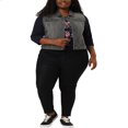 thumbnail image 2 of Unique Bargains Women‘s Plus Size Chest Pockets Single Breasted Denim Sleeveless Jacket, 2 of 7