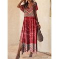 thumbnail image 2 of Vestidos para mujer, moda, cuello en V, vestido largo diario, manga corta, falda de mujer, estilo bohemio, vestidos con abertura, ropa de verano para mujer, 2 of 2