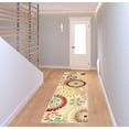 thumbnail image 3 of 8' Cream Wool Medallion Tufted Handmade Stain Resistant Runner Rug, 3 of 5