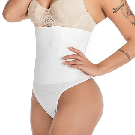 Women s Basic High-Waist Shapers Trainer Tummy Control Thong Panty Underwear(White)