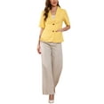 thumbnail image 2 of INSPIRE CHIC Women's 2 Piece Suit Set Notched Lapel Blazer Layered Dress Outfit L Yellow, 2 of 6