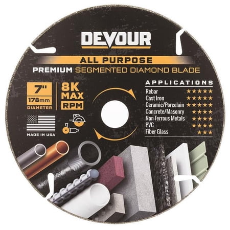 UPC: 0855499006107 | Devour 2007492 7 in. Dia. Diamond Segmented Cutting Wheel