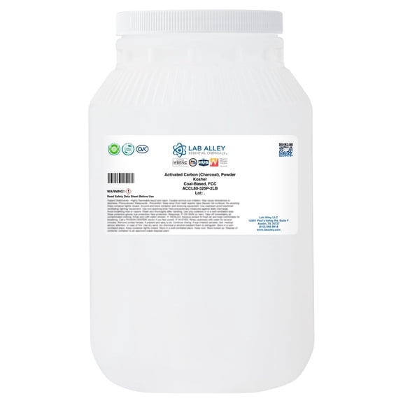Lab Alley Activated Carbon (Charcoal) Powder, Food Grade, Kosher, Coal Based, Great for Water Filtration, Detox, Skin Care, and DIY Uses (2 Pounds)