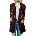 thumbnail image 2 of Wiyuqeen Women's Solid Long Sleeve Velvet Jacket Open Front Cardigan Coat with Pockets Outerwear Mid-Length Sequin Windbreaker, 2 of 6