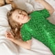 thumbnail image 5 of Balery Shiny round green sequins Conjunto de Pijama Infantil de Manga Corta con Estampado – Ropa de Dormir de Algodón Suave-Medium, 5 of 6