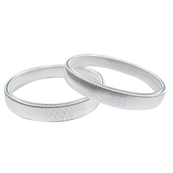 DESIGNICE 2pcs Shirt Sleeve Holder Metal Elastic Armband Sleeve Garter Bracelet (Silver)