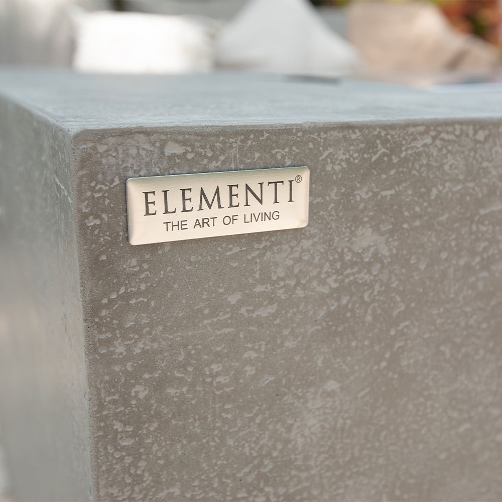 Elementi Andes Propane Fire Pit for Outside Outdoor Firepit Table with Internal Tank Holder Firepit Concrete Rectangular Fire Table Patio Heater Fireplace 60,000 BTUs - Light Grey, 66 x 32 Inches