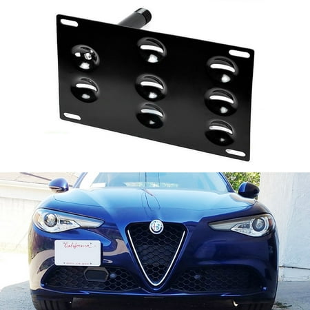 iJDMTOY Euro Front Bumper Tow Hole Adapter License Plate Mounting Bracket For 2017-up Alfa Romeo Giulia