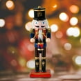 thumbnail image 4 of Adorno de Cascanueces Figuras Decorativas de Cascanueces de Navidad Cascanueces de Madera de Pie para Mesa Navidad Acción de Gracias Escritorio Vacaci negro Yotijar figura del soldado cascanueces, 4 of 6
