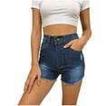 thumbnail image 2 of LVHAOGJOB Summer Jeans for Women Denim Straight Leg Short Jeans High Waisted Distressed Ripped Button Womens Shorts Lightweight, 2 of 5