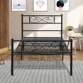 thumbnail image 2 of Lusimo Twin Bed Frame with Headboard Black 12 inch Metal Platform Bed Frame No Box Spring Needed Twin Size Easy Assembly,Black, 2 of 12