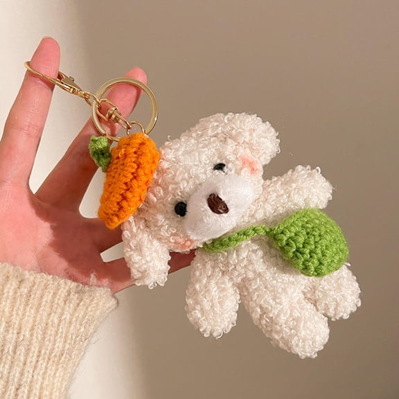 Creative Cute Plush Bear Keychain Backpack Pendant Fuzzy Bear Keyring Handbag Decor Accessories Couple Gifts