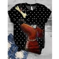 thumbnail image 1 of Hauts d'Été Grande Taille pour Femmes Manches Courtes Imprimé Animal 3D Col Rond T-Shirt Blouse Col en V Femmes en Solde, 1 of 3