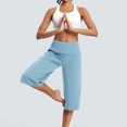 thumbnail image 4 of Frostluinai Women's Capris Yoga Pants High Waist Baggy Wide Leg Capris Solid Color Casual Gym Pants Flowy Slit Hem Capris with Pockets, 4 of 9
