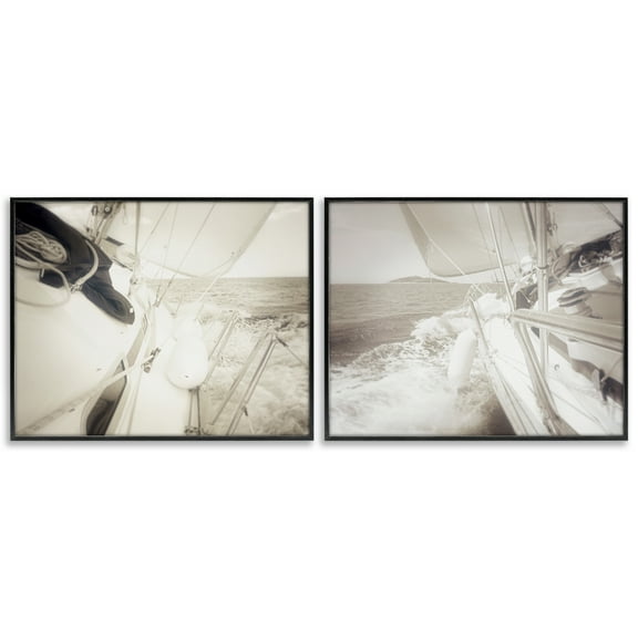 Stupell Industries Sailing Clear Summer Day Nautical & Beach Photography Black Framed Art Print Wall Art, 14 x 11, Set of 2