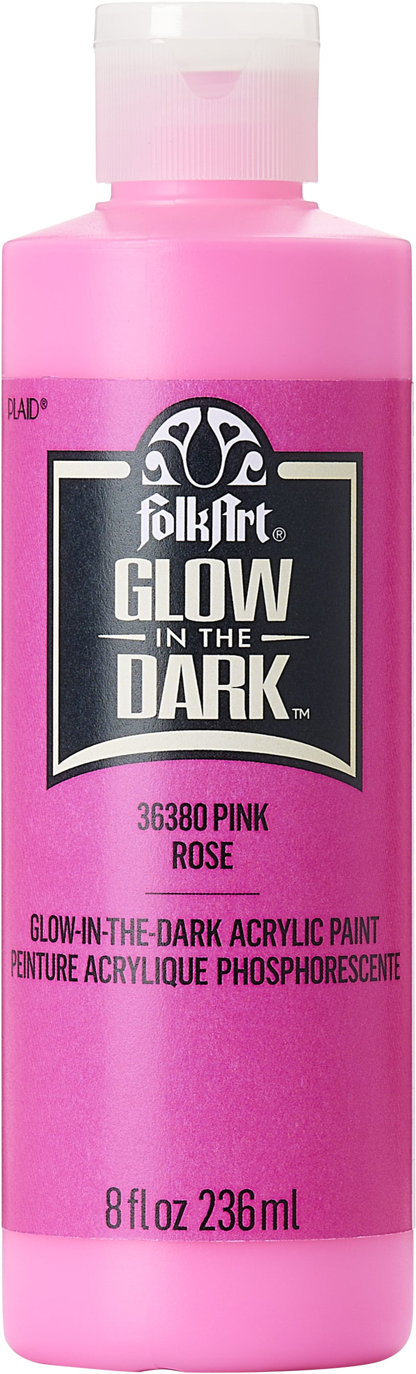 FolkArt Glow-in-the-Dark Acrylic Craft Paint, Matte Finish, Pink, 2 fl oz