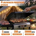thumbnail image 2 of Ktaxon 2 Burner Propane Griddle Flat Top Gas Grill 20000 BTU with Lid,Ceramic Coated Cast Iron Pan,Side Shelves,Spice Rack,Wheels, 2 of 6