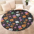 thumbnail image 4 of Colorful Halloween Icons Pattern Round Blanket,Comfortable Soft Flannel Throw Blanket,All Season,Warm Lightweight Blankets for Sofa Bed Couch Living Room Chair 60"x60", 4 of 5