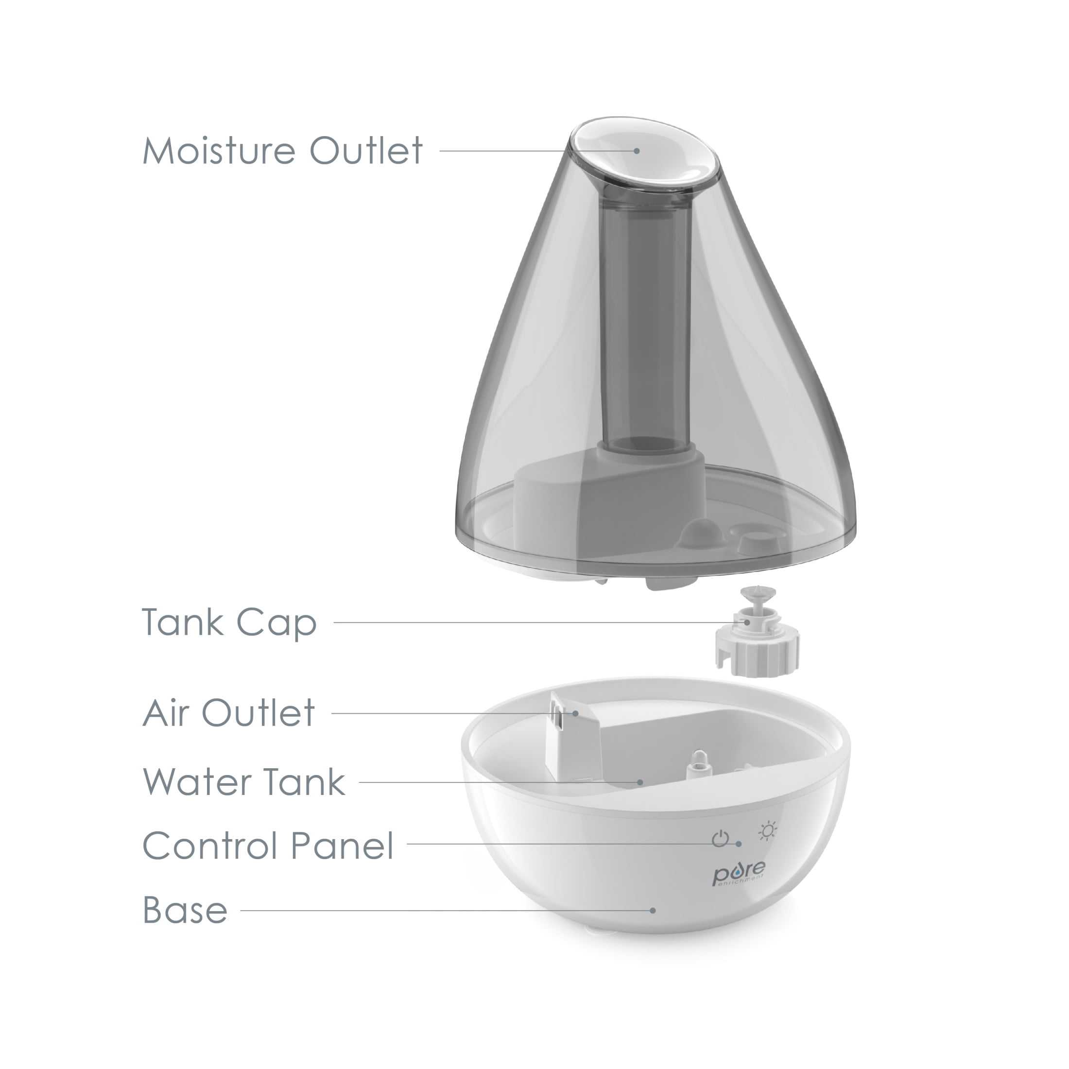 Pure Enrichment MistAire Drop Ultrasonic Humidifier with Night Light, White
