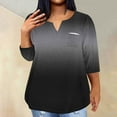 thumbnail image 2 of Mikilon Plus Size Tops for Women Summer V-Neck 3/4 Sleeve Blouse Casual Loose Gradient Color Shirts, 2 of 5
