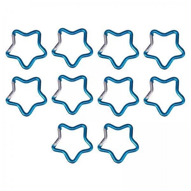 Mosquetón En Forma De Estrella De Cinco Puntas, 3x10 Uds., Para Botellas De Agua, Mochilas, Pesca, Azul Claro