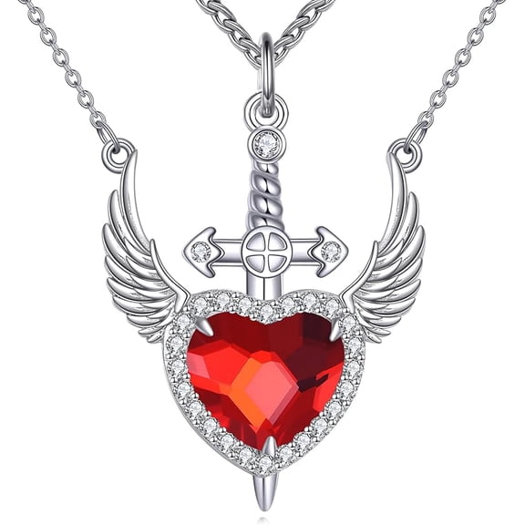 S925 Sterling Silver Heart And Sword Necklaces Dagger Matching Couples Pendant Necklace Promise Jewelry For Him Her Best Friends Valentines Day Gifts
