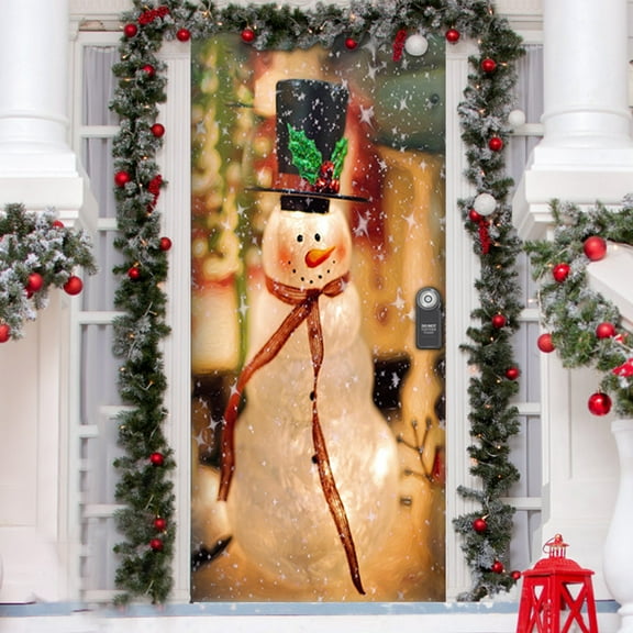 Djunllk Christmas Door Cover Door Hanging Banner Winter Banner Photo Background Door Decoration New Year Home Party Decoration Supplies, Christmas Decorations, 79.9 x 35.8