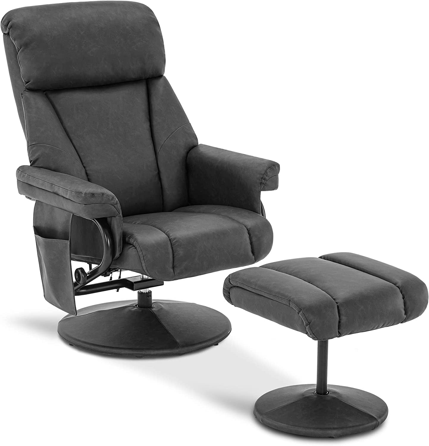 Swivel Recliner with Ottoman, Reclining Chair with Massage, Faux