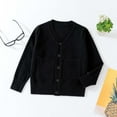 thumbnail image 2 of UAYOTSE Girls Cardigan Sweater Long Sleeve School Uniform Knit Cardigan Button Sweater Jacket Outwear(11-13 Years,I24-Black), 2 of 3