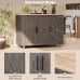 thumbnail image 3 of K&K 51.2"W Geometric Twill Stripe Textured Design Kitchen Island with Drop Leaf, Farmhouse Kitchen Island on Wheels with Internal Storage Rack, Rolling Kitchen Cart with Towel Rack for Kitchen,, 3 of 6