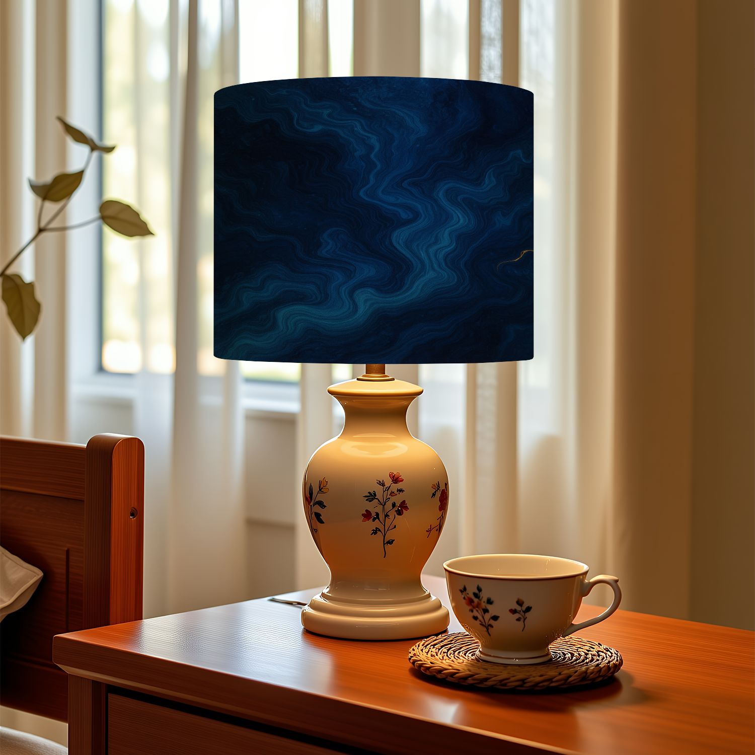 Linen Drum Lampshades navy blue grunge texture dark shiny night ombre vintage 13"x13"x10" Light Shade for Table Lamps Floor Lamp Shades Lampshade Replacement Assembly Required