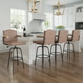 thumbnail image 2 of VECELO Swivel Bar Stools Set of 4 with Back and Armrest, Counter Height, PU Leather Upholstered Bar Chairs for Kitchen Island & Home, Brown, 2 of 11