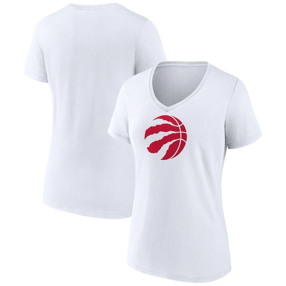 Women's White Toronto Raptors Primary Logo V-Neck T-Shirt