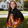 thumbnail image 4 of Xoenoiee Horse Fire Lightning Print Oversized Half Zip Sweatshirt for Girls Comfy Casual School Athletic Wear Soft Long Sleeve Pullover Fall Winter Top, Size 7-8 Years, 4 of 7