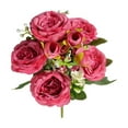thumbnail image 2 of Ramo de rosas artificiales de 5 ramas Flores de seda | Pétalos Reales en Degradado, Tallos Flexibles, Múltiples Colores 32 cm | Decoración de mesa, centro de mesa para bodas, arreglo duradero, 2 of 6