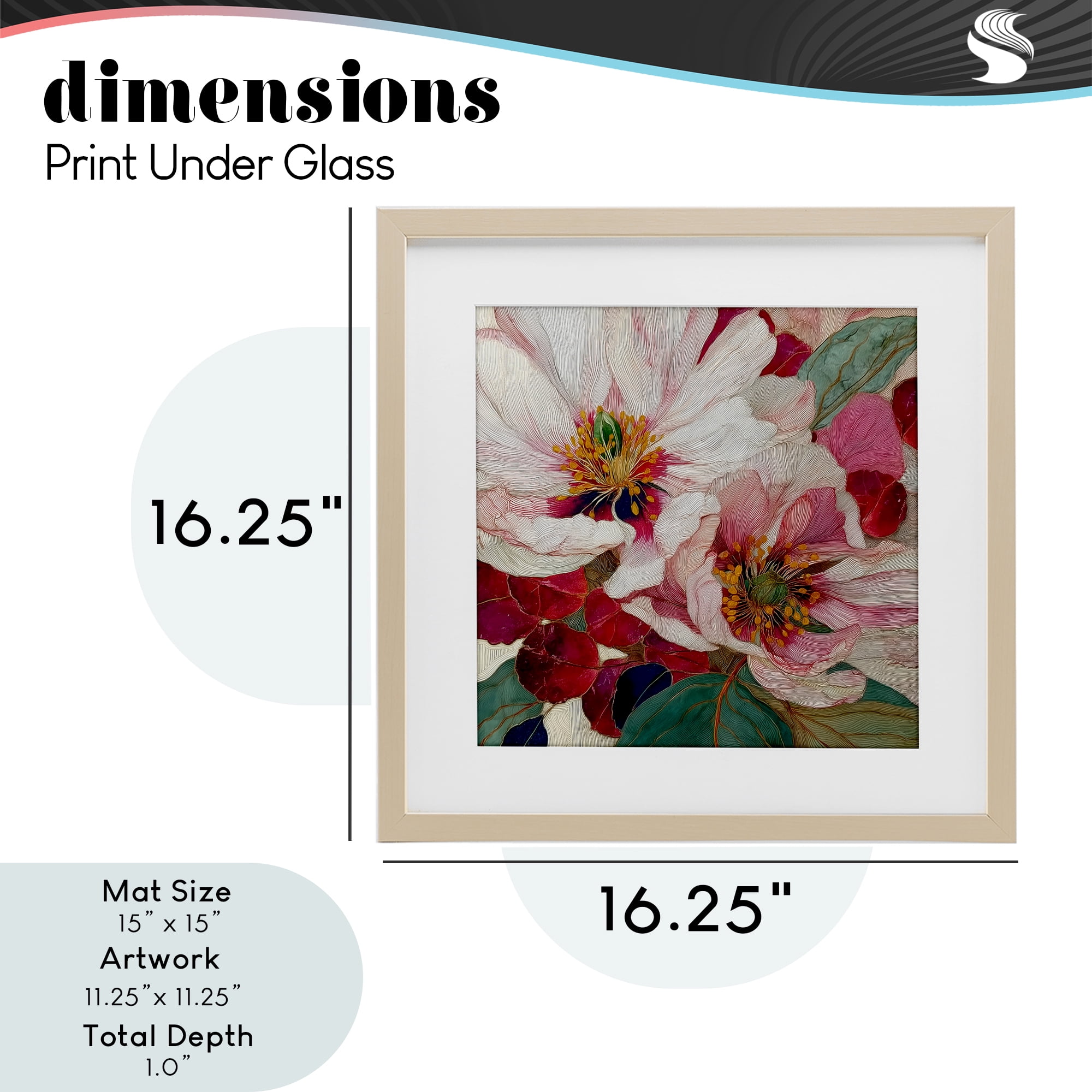 Cimarron Flowers Ornate Details Birch Framed Print Under Glass, design by Annabelle Hall