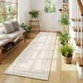 thumbnail image 2 of Garvee 2'x6' Modern Bordered Runner Rug Geometric Carpet, Washable Non Slip Rug for Hallway Bedroom Home Decor, Beige, 2 of 9